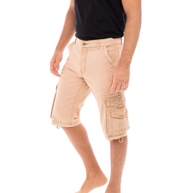Shorts Cargo pour Hommes à Coupe Classique, devant Plat, en Sergé 100 % Coton