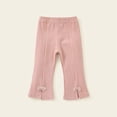 thumbnail image 2 of FAIWAD Kids Girls Cotton Flare Pants Elastic High Waist Ribbed Knitted Slit Bell Bottom Pants, 2 of 3