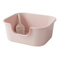 thumbnail image 3 of Open Top Pet Litter Tray Cat Litter Box High Sided Reusable Cat Litter Basin Pink, 3 of 9