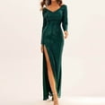 thumbnail image 1 of FcBaudy Robe à Manches Longues à Col en V, Robes d'Été pour Femmes, Robes pour Femmes Mode Femmes Robe Longue à Manches Longues Sans Bretelles Dos Nu en Dentelle Robe de Soirée Longue Robe Femme, 1 of 8