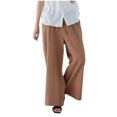 thumbnail image 1 of Timegard Womens Cotton Linen Pants Wide Leg Elastic Waisted Drawstring Casual Loose Trousers with Pockets, 1 of 4