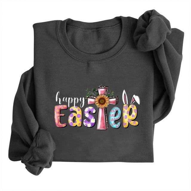 EGNMCR Easter T-Shirts Imprimés pour Femmes T-Shirts Graphiques pour Femmes Chemises pour Femmes T-Shirt à Col Rond pour Femmes Easter à Manches Longues Imprimé Chandails T-Shirts pour Femmes