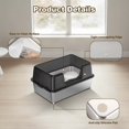 thumbnail image 2 of Ourlova XL Black 1 Set Stainless Steel Open Cat Litter Box with High Walls Anti Splash Deep Semi Enclosed Tray, 2 of 7