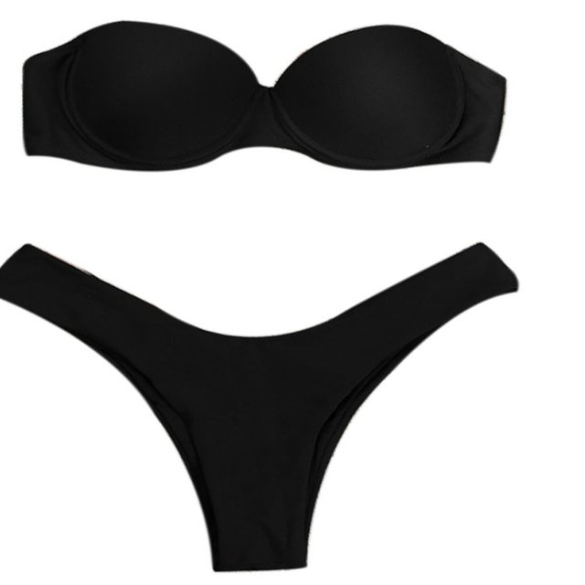 Women Summer Two-piece Bikini Set Push-up Padded Tube Top Triangle