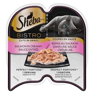 Sheba Bistro Perfect Portions Salmon in Creamy Sauce Coupes de nourriture pour chats mouillés adultes en graisse