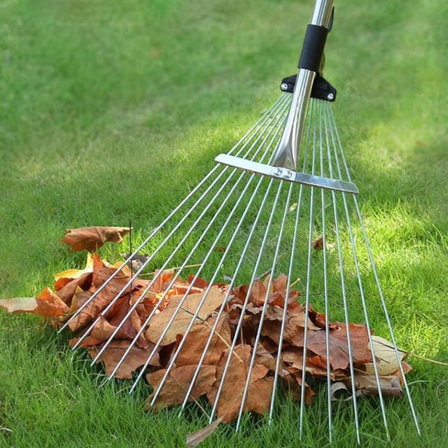 TopLLC Tools Retractable Garden Deciduous Rake Rake Garden Rake Stainless Steel Round Head Grass Rake Deciduous Rake Garden Tools leaf rake
