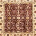 thumbnail image 1 of Ahgly Company Tapis d'Intérieur Carrés Abstraits Rouges Orientaux, 6 Pieds Carré, 1 of 6