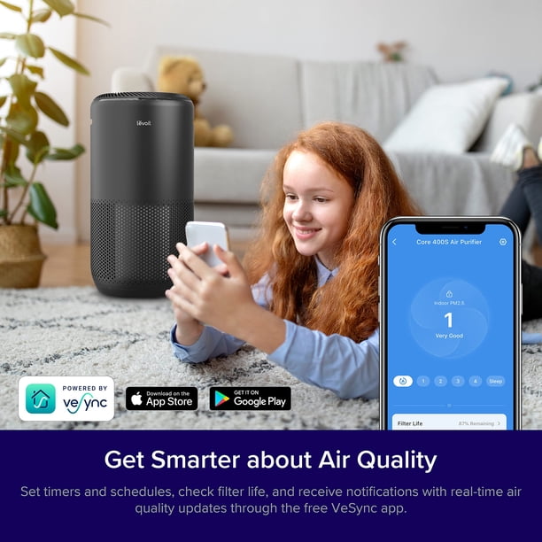 Levoit Core 400S Smart WiFi Air Purifier, 403 Sq Ft 3-in-1 Filter