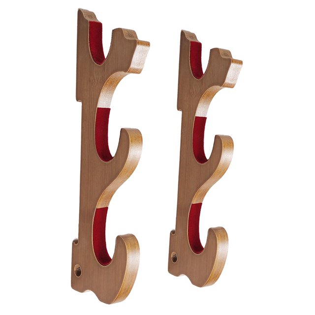 jifeng Wall Mount Display Stand, Display Hanger, Bamboo, Velvet Padded Hook Wall Display Rack for Flute Tanto 3 Tier