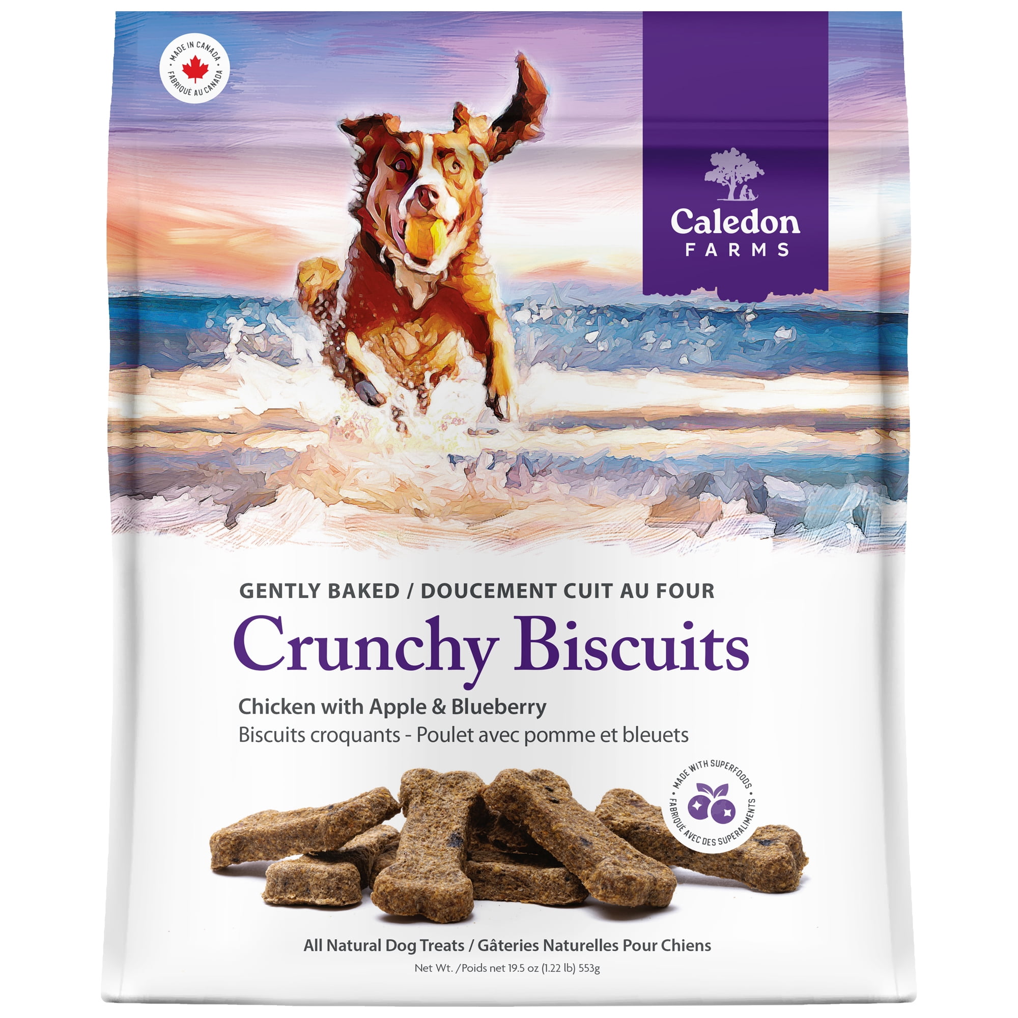 Caledon Farms Crunchy Biscuits - Chicken with Apple & Blueberry 553 Grams Dog Treats