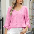 thumbnail image 1 of UPPADA Chandails à Manches 3/4 pour Femmes Mode Tendance Hauts Décontractés Col Rond Chandail Ample Confortable Doux Blouses Grande Taille Coupe Ample T-Shirts Décontractés Vêtements au Coude Hauts pour Femmes Manches 3/4 Économie, 1 of 8