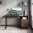 thumbnail image 2 of Bestier 48” Office Desk with Drawers, Computer Writing Desk with Keyboard Tray & 2 Hooks for Home Office, Cherry, 2 of 9