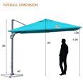 thumbnail image 3 of Costway Parasol Déporté de Patio 10 X 10 Pi en Aluminium, Rotation 360°, Inclinaison, Turquoise, 3 of 10