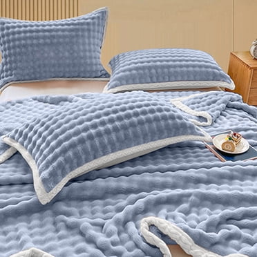 Dvkptbk Woolen Blanket Soft Bubble Fleece Blanket Warm and Soft Single Layer Double-Sided All-Season Solid Color Plush Blanket Bedding