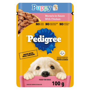PEDIGREE Puppy Wet Dog Food Morsels in Sauce With Chicken, 100g Pouch