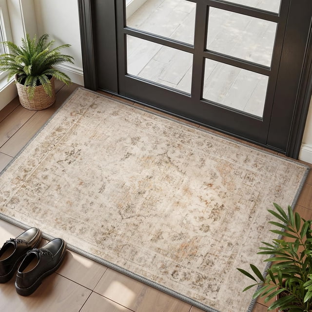 -Area Rug X Rugs for Living Room- Machine Washable Rug-Soft Living Room Rug-Vintage Non Slip Carpet-Rugs for Bedrooms Dining Room Living Room Office