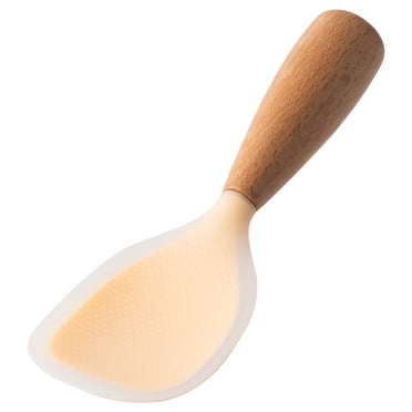 Binwennn Grand Ensemble de Table à Manger Ronde pour 4, Ensemble de Table de Cuisine Ronde Moderne, Table à Manger, Tapis Alimentaire, Poignée en Bois en Silicone de Qualité Alimentaire, Cuillère à Riz Résistante à la Chaleur Antiadhésive, Cuillère de Service pour Riz, Ménage, Riz