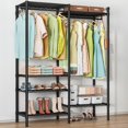 thumbnail image 3 of Oscrobie Wire Garment Rack, Heavy Duty Clothes Rack with 2 Hanging Rods, Metal Clothing Rack with Storage Shelves, 6 Adjustable Shelves, 2 Side Hooks, 120 * 40 * 194 cm, 3 of 7