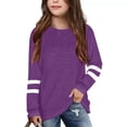 thumbnail image 1 of T-Shirts pour Enfants pour Enfants Violet Foncé Chandail à Manches Longues T-Shirts à Col Rond pour Filles Hauts d'Automne T-Shirts Coton Chandail pour Fille Chandails pour Filles Taille 8-9 Ans, 1 of 4