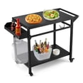 thumbnail image 1 of Yiwa 3-Tier BBQ Prep Table, Rolling Outdoor Grill Cart with Lockable Wheels, Pizza Oven Stand, and Ample Storage, 1 of 8