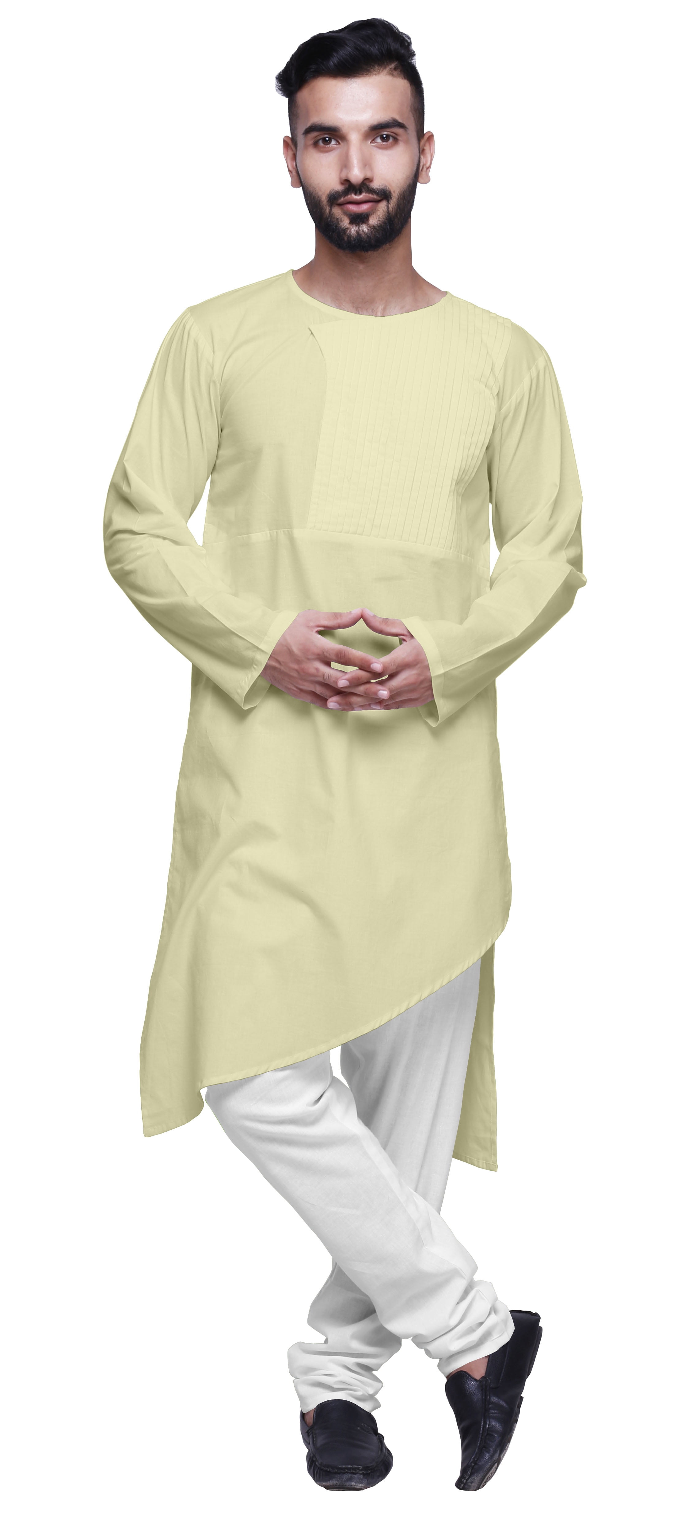 Atasi Kurta pour Homme en Coton Uni, Tenue Décontractée de Fête, Robe d'Été Hippie, Chemise Longue pour Homme