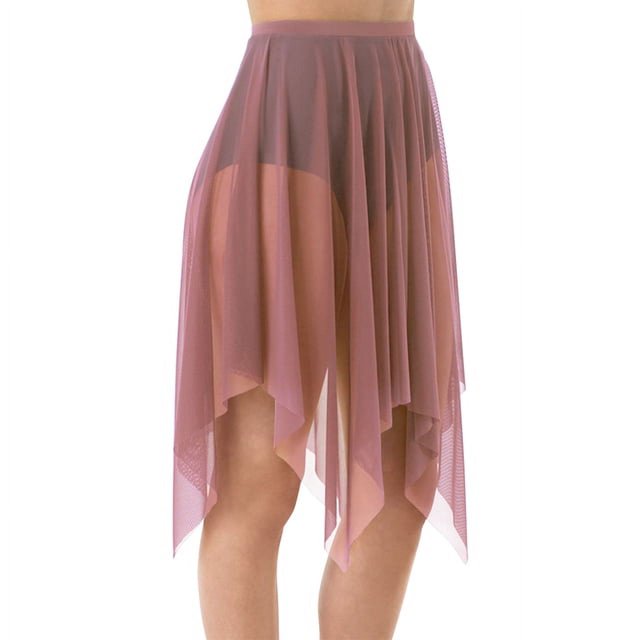 CHUANK Handkerchief Hem Mesh Wraps Ballet Classwear Dance Skirt Competition Performance Clothes with Elastic Waistband