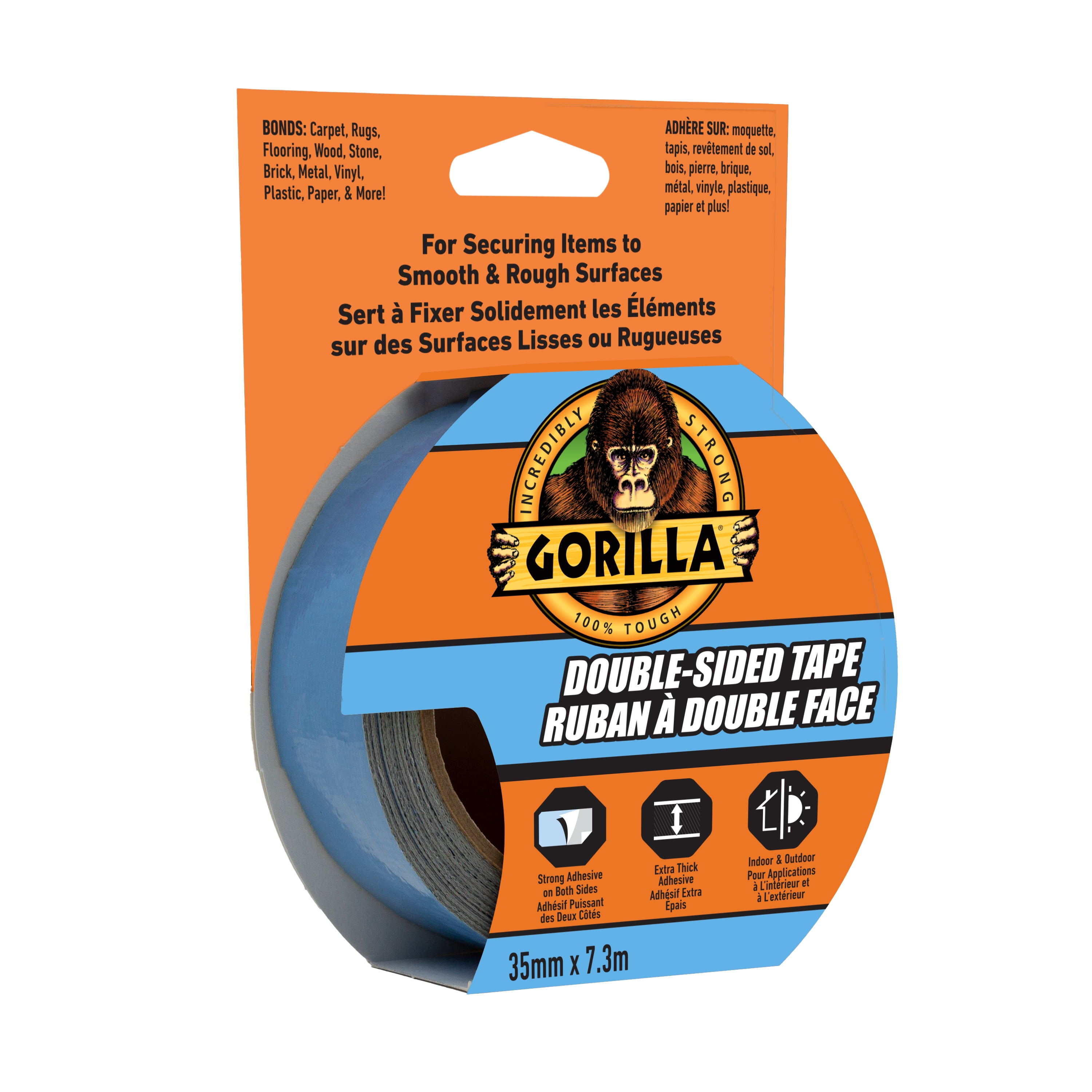 Gorilla Ruban adhésif double face, 7m/8yd, Argent