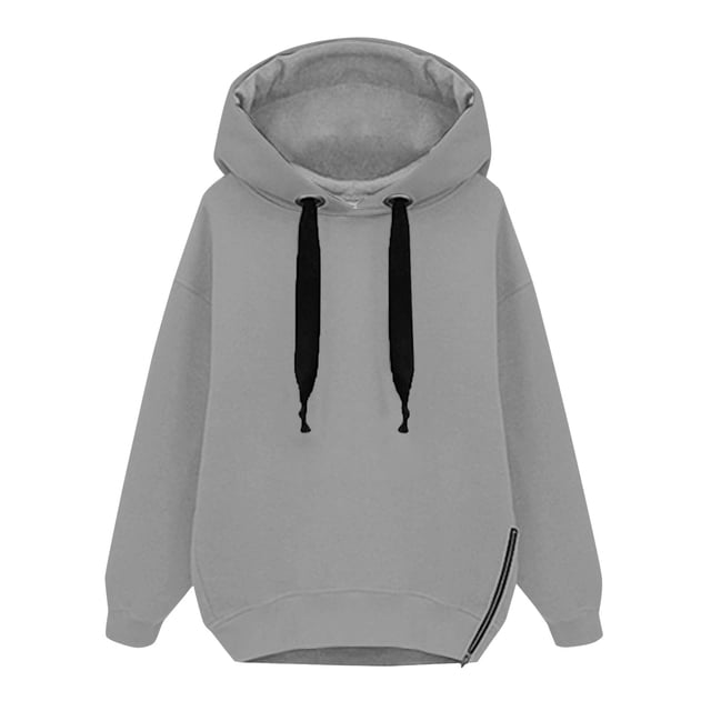 Timegard Women's Hoodies Sweatshirt Plus Size Side Zipper Split Fall Winter Comfy Oversized Pullover