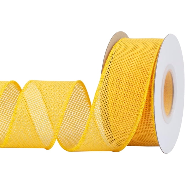 Joycrosso Burlap Wired Edge Ribbon 1.5 inch x 10 Yards, Yellow, Ideal for Crafting, Gift Wrapping, Wreath, Christmas Tree, and Rustic Wedding Decorations