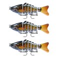 thumbnail image 1 of Lot de 3 Leurres de Pêche Eau Salée Appâts Réutilisables avec Perles Attraction Extérieure Swimbaits Artificiels Crankbait 10cm Type 5, 1 of 8