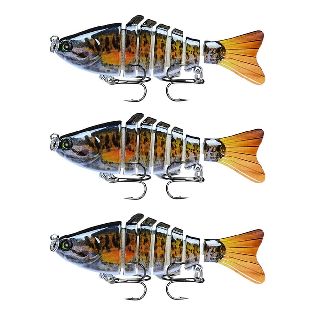 Lot de 3 Leurres de Pêche Eau Salée Appâts Réutilisables avec Perles Attraction Extérieure Swimbaits Artificiels Crankbait 10cm Type 5