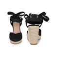 thumbnail image 4 of BLISSFUL STEP Sandales Compensées à Plateforme à Lacets Espadrilles pour Femmes Noir 7, 4 of 5