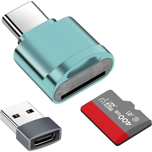 TF Card Reader, Micro SD Card Reader, Type C TF Memory Card Reader Adapter with USB C to USB Adapter Compatible with Laptops, MacBook, Samsung Galaxy (Grey)