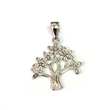 Pendentif Arbre de Vie en Argent Sterling Plaqué Rhodium