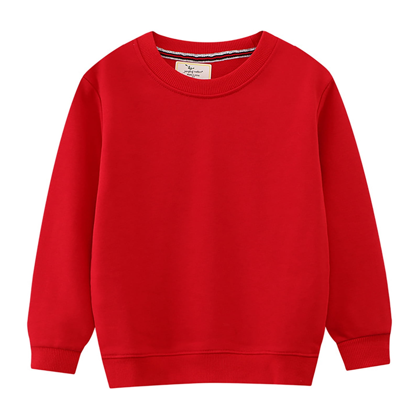 Hiiyo Little Boy's Sweatshirt Plain Crewneck Versatile Pullover Top Casual Basic Sweatshirts