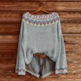 thumbnail image 2 of WTXUE Imprimé Artistique Vintage Fair Isle Chandail Tricoté Léger Boho Hauts pour Femmes Manches Longues Col Rond Chandail Hauts Chemises d'Automne Mode Bohème Western Chic Décontracté Blouses Gris 3TG, 2 of 4