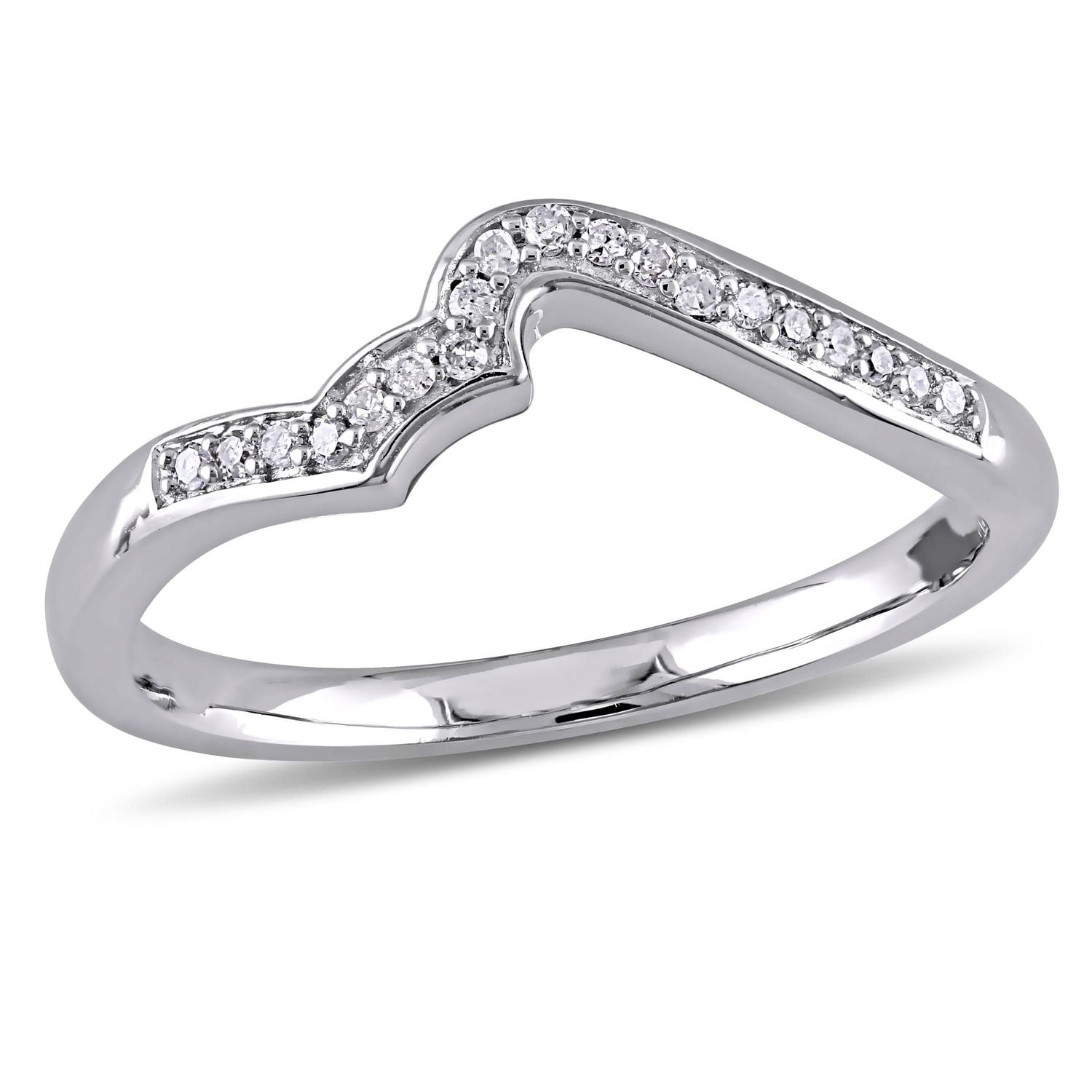 Bague d'anniversaire contour Miabella avec accents de diamants en argent sterling