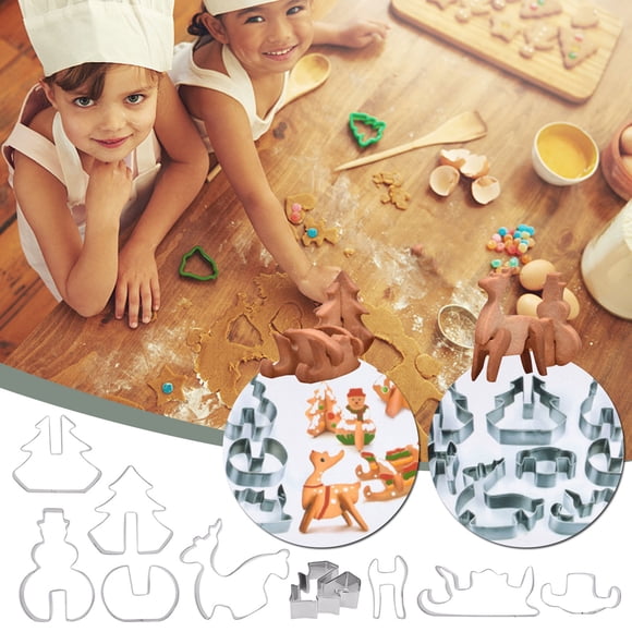 TIMIFIS Biscuit Mold 8-Piece Set Christmas Stainless Steel Three-Dimensional Cutting and Shaping Mould Chocolate Molds Kitchen Gadgets