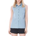 thumbnail image 2 of INSPIRE CHIC Chemise Sans Manches à Col Pointu à Simple Boutonnage pour Femme TG Bleu Ciel, 2 of 7