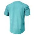 thumbnail image 3 of Mrzvby Chemises pour Hommes Tendance Bouton Col Rond Manches Courtes Raglan Blouse Légère Respirante Hauts Décontractés T-Shirts de Musculation, 3 of 3