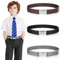 thumbnail image 2 of transemion 1 Ensemble Ceinture Élastique Simple pour Enfants Garçons Boucle Ajustable Taille Extensible Réutilisable Lavable Jeans Accessoires de Vêtements Blanc Crème, 2 of 9