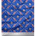 thumbnail image 1 of Soimoi Toile de Coton Bleu Rose & Imprimé Floral 1 Yard 58 Inch Wide, 1 of 3