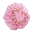 thumbnail image 2 of Pink Shower Cap For Women Double Layer Waterproof Bath Cap 2 Pack Peva Thickened Hair Protection For Shower Swimming Spa Easy To Wear No Slip Elastic Band 9.6 Inches Diameter 0.18 Lb, 2 of 6