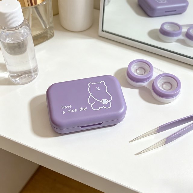 Linnome Contact Lens Storage Case Compact Portable Leak Proof for Travel Daily Use Double Holders with Tweezers Slot