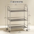 thumbnail image 3 of HOMCOM Chariot Utilitaire à 3 Niveaux en Acier Inoxydable, Chariot Roulant sur Roues, Argent, 3 of 10