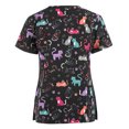 thumbnail image 2 of RKSTN Women Short Sleeve V-neck Tops Working Uniform Cartoon Print Blouse, 2 of 3