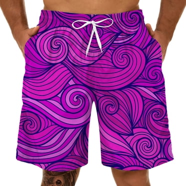Ketyyh-chn99 Shorts Hommes 2024 Été Shorts de Bain Hommes Shorts Décontractés Coton à Cordon Été Plage Extensible Shorts de Golf Violet,5TG