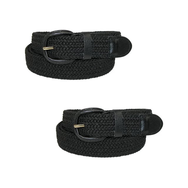 CTM® Ceinture Tressée Élastique avec Boucle Couverte (Lot de 2) (Hommes)