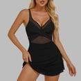 thumbnail image 2 of FRSASU Women One Piece Swim Dress Tummy Control Swimsuits Slimming Mesh Sheer Sarong Wraps Bathing Suit Black M(M), 2 of 8
