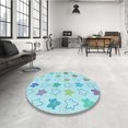thumbnail image 4 of Ahgly Company Tapis de Zone Intérieur Lavables à la Machine, Carrés, de Style Transitionnel, Bleu Électrique, 7 Pi Carrés, 4 of 7